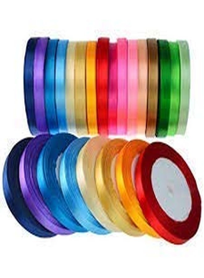 ProKart Craft Satin Ribbon for Decoration, Gift Wrapping, and Other Multi-Purpose Use (Pack of 5, Colour:- Multi- Colour, Size:- 0.25 Inch) 18 metres Approx (Green) - Image 1